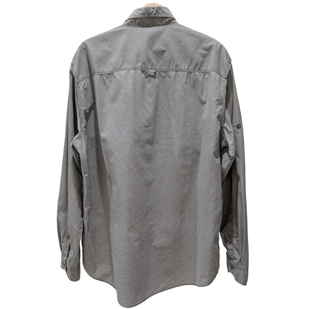 Woolrich Mens Roll-up Long Sleeve Button Up Gray Outdoor Top Large Back‎ Vent